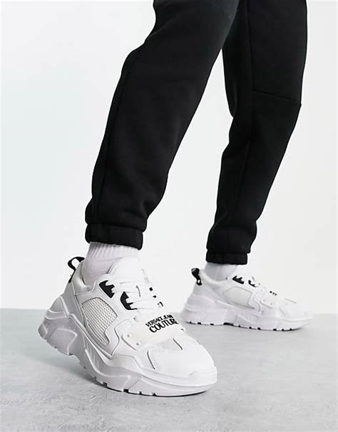 versace jeans couture chunky trainers in white|Speedtrack Sneakers White,Print .